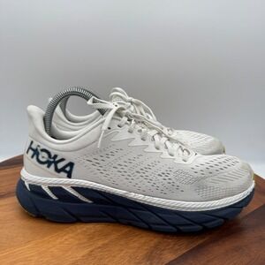 Hoka One One Clifton 7 Running Shoes Womens Size 8.5 White Navy Gym Sneakers